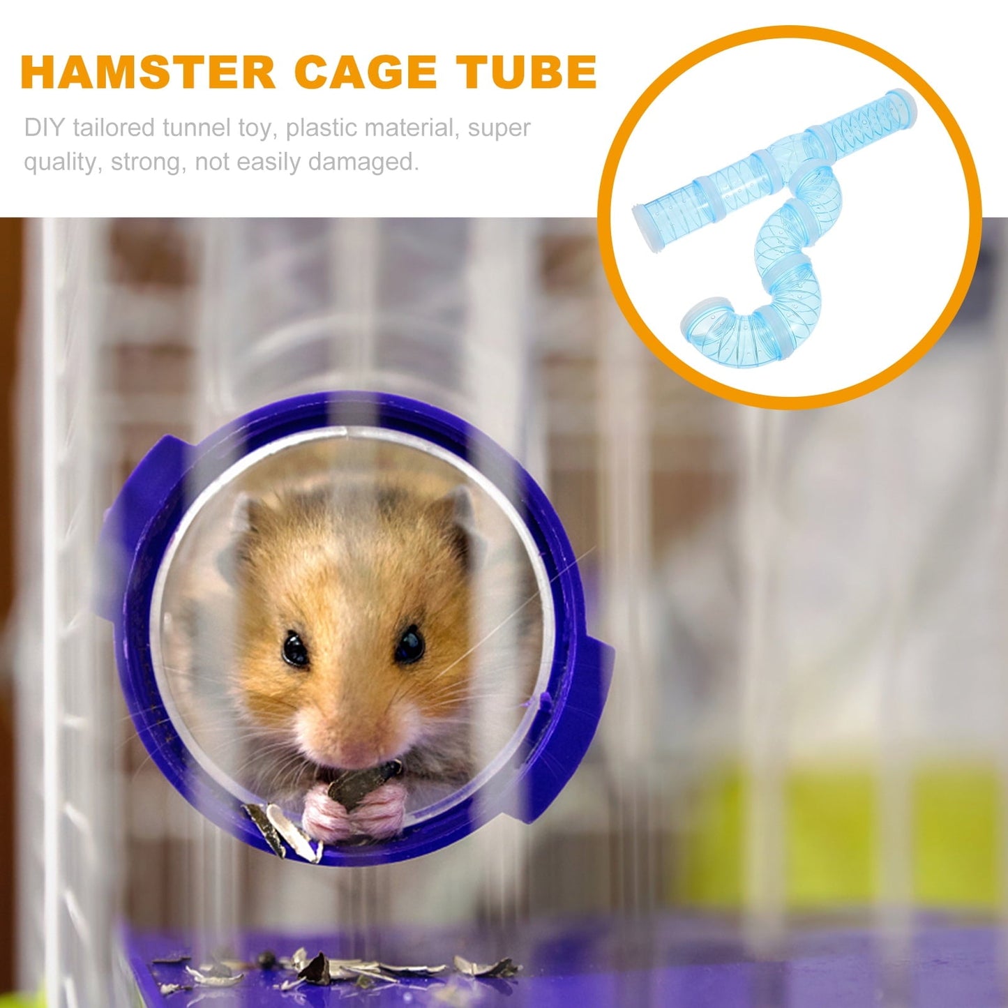 Blue Plastic Hamster Cage Tube for Pet Use DIY Tailored Tunnel Toy Expandable