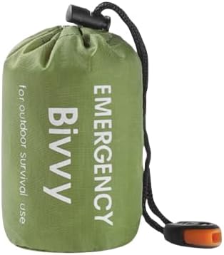Emergency Sleeping Bag, 2 Pack Portable Thermal Bivy Sack, Waterproof Lightweight Emergency Blanket Survival Gear with Compass and Whistle for Camping Hiking Outdoor Adventure