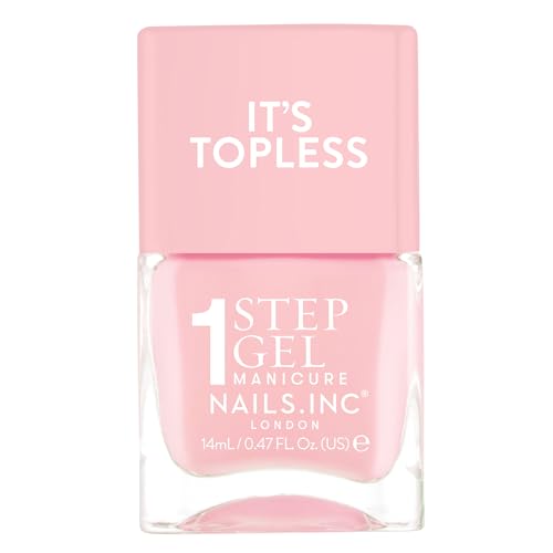 Nails Inc It's Topless Gel Nail Polish, 4-in-1 Base Coat, Treatment, Color & Top Coat, Long Lasting, Strong, Chip Free Nails, Glossy Salon Quality Manicure At Home, Vegan, Cruelty Free, Shade Sabrina
