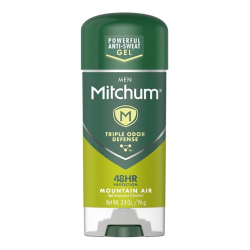 Mitchum Men's Deodorant by Mitchum, Antiperspirant, Triple Odor Defense Gel Stick, 48 Hr Protection, Dermatologist Tested, Alcohol Free, Mountain Air, 3.4 Oz (Pack of 1)