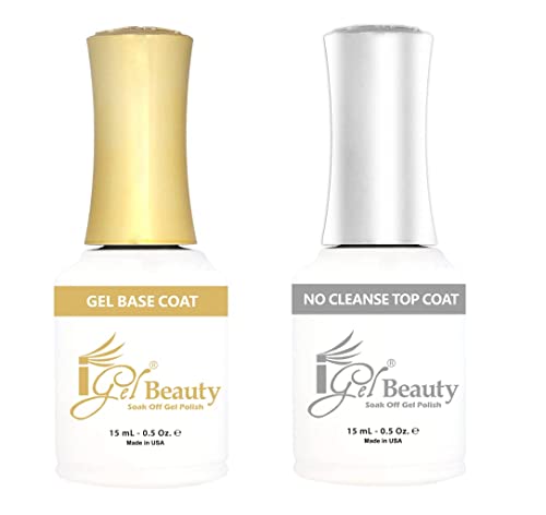 iGel Beauty Base Coat & Top Coat No Wipe 0.5 oz, Clear