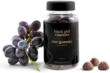 Black Girl Vitamins - Iron Gummies (20 mg), Supports Iron Deficiency & Anemia, Gluten-Free, Gelatin Free, Made in The USA (Grape, 60 Count) 30 Day Supply