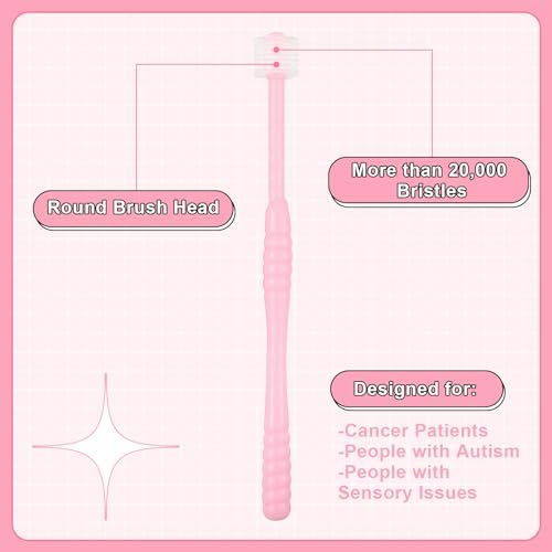 2 PCS Chemotherapy Must Have Toothbrush for Sensitive Mouths Chemo Care Package for Women Comfort Items Chemo Patients Spinning Toothbrush Oral Supplies(Pink)