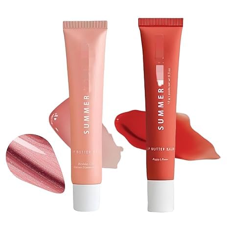 2 PCS Summer Lip Butter Balm Colorful,Conditioning Lip Mask and Lip Balm for Instant Moisture,Strongly Locks in Water,Soothing Lip Care, Lip Oil Softens Dry Lips (birthday cake+poppy)