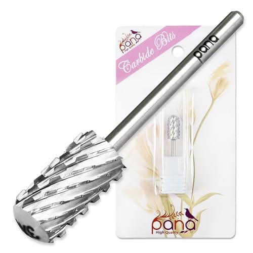 PANA 3/32" Large Smooth Round Top Safety Carbide Nail Drill Bit for Gel Polish & Acrylic Removal Nail Salon Manicure Pedicure Electric File Tools (Large Barrel - Silver, 3X Coarse)