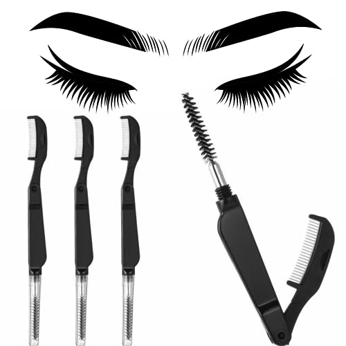 Abera Eyebrow Brush and Comb Eyelash Brush Eyelash Separator Eye Brow Comb & Spoolie Brush Professional Mascara Brushes Eyebrow Eyelash Grooming Brush Eye Makeup Tools (D. Eyelash Brush) (Set 1)
