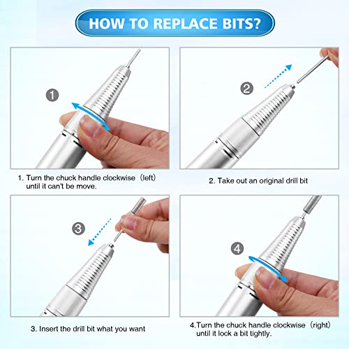 (Need Portable Host) Updated Handpiece for AZ GOGO-102 Nail Drill Machine Part, AZ GOGO 30000 RPM Portable Nail Drill - for Updated 2 Jack Host