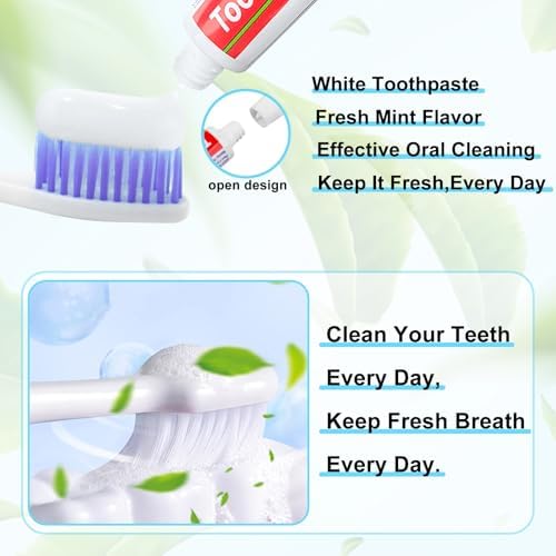 100 Tubes Extra Small Travel Size Toothpast Bulk,0.35 oz/10 Grams Mint Small Disposable Toothpaste 0.8x3.5 inches Single Use Bulk Toothpaste Travel Size for Hotel,Camping,Homeless,Guests