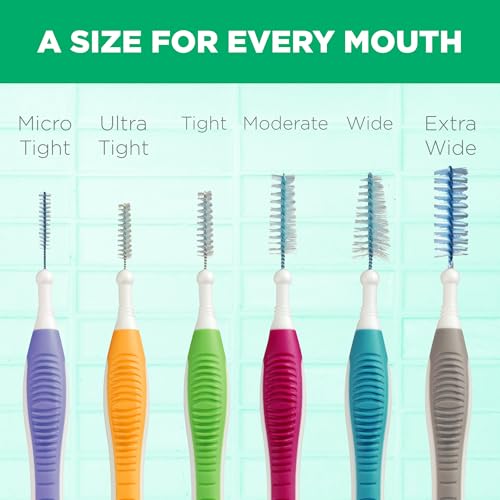 GUM Proxabrush Go-Betweens - Wide - Interdental Brushes - Soft Bristled Dental Picks for Plaque Removal Health - Safe for Braces & Dental Devices, 10 Count (Pack of 4)