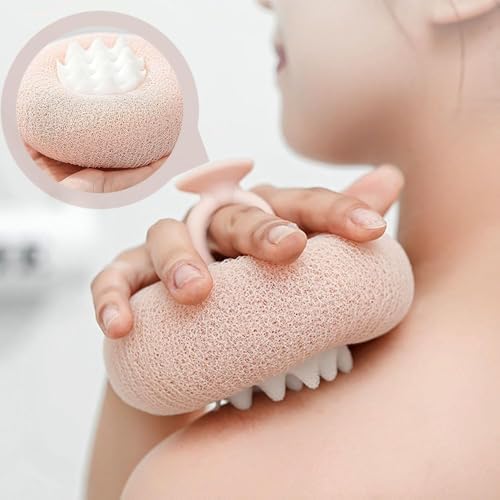 2025 New Super Soft Sunflower Suction Cup Bath Ball, 2-in-1 Sunflower Bath Ball Exfoliating Bath Sponge Cleaning Brush, Mesh Sponge Pouf Shower Ball for Women Men (Pink)