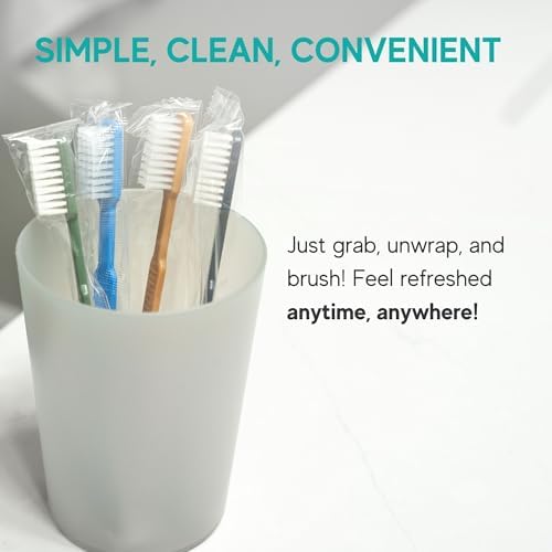 160 Prepasted Disposable Toothbrushes Individually Wrapped - Single Use Pre Pasted Disposable Toothbrushes with Toothpaste Built In - Waterless Toothbrush for Travel, Airbnb Guests, Hotel, & Camping