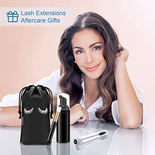 Homicozy 40 Pcs Lash Shampoo Bottle Brushes & Dispensers Set - 10 Pcs Lash Brushes, Tubes & Aftercare Bag for Clients, Women, Girls (Black)