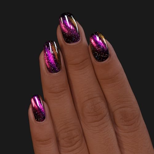 ILNP Jet Setter - Black-Based Pink Magnetic Holographic Nail Polish