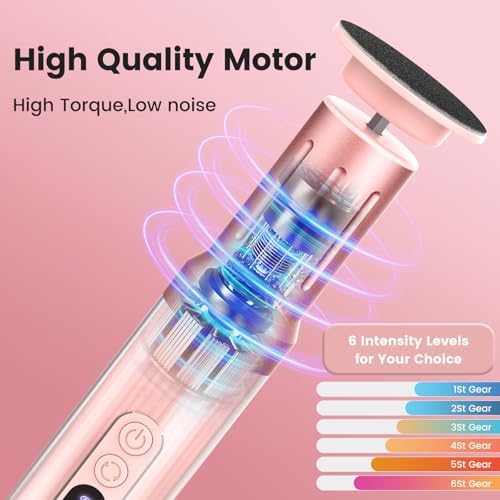 2 in 1 Electric Foot Callus Remover, Rechargeable Electric Callus Remover for Feet with 6 Adjustable Settings, Digital Display Screen Foot File & Nail Drill, Low Noise Foot Scrubber Women Men (Pink)