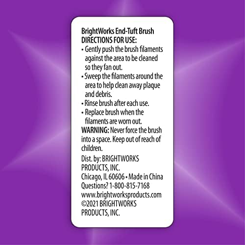 BrightWorks Manual End Tuft Brush, Cleans Difficult Areas Such as Around Crowns, Bridges, implants and Wider Gaps Between Teeth (Pack of 3)