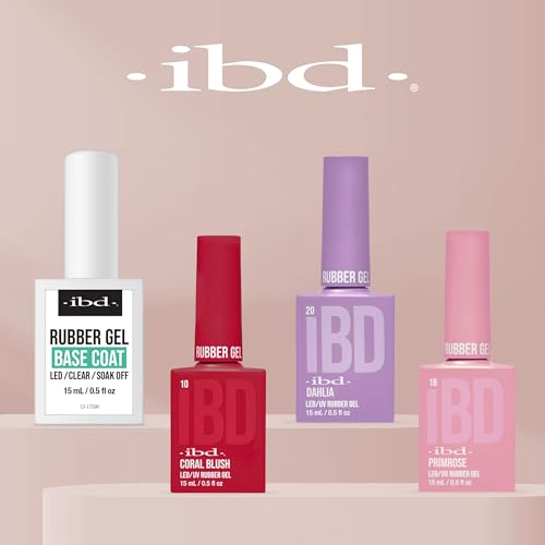 IBD Rubber Base Gel Polish, Base Coat – Clear Soak-Off Rubber Base Builder Gel for Nail Strengthening & Breakage Prevention, 0.5 fl oz