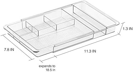iDesign Clarity Expandable Drawer Organizer for Vanity, 18.5 Inches Wide, Clear