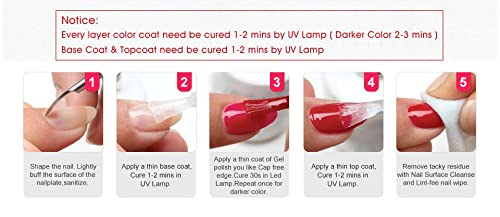 2X15ml Rubber Base Gel,No Wipe Top Coat Gel Nail Polish Set,Self-leveling Thick Nail Base Coat and High gloss anti-hanging and wear-resistant Top Coat Gift Box Salon Starter Kit
