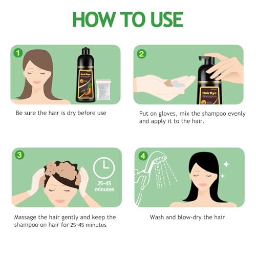 Hair Dye Shampoo 3 in 1, Dark Coffee Hair Dye 16.9 FL Oz, Hair Shampoo, Semi-Permanent Hair Color Shampoo Lasts 30 Days (Dark Coffee)