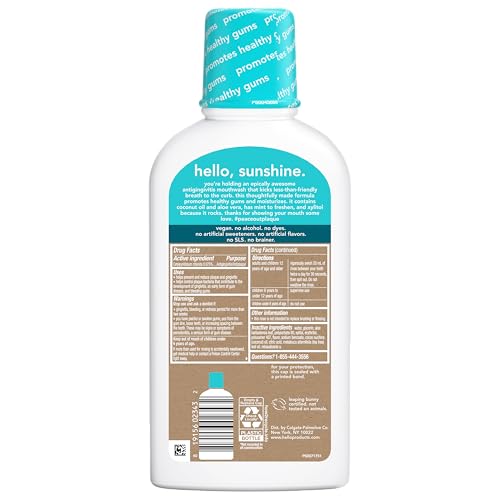 Hello Peace Out Plaque, Antigingivitis Alcohol Free Mouthwash, Natural Mint with Aloe Vera and Coconut Oil, Fluoride Free, Vegan, SLS Free and Gluten Free, 16 Ounce (Pack of 3)