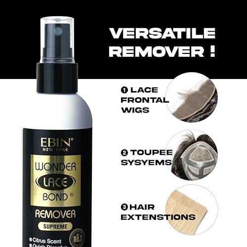 EBIN NEW YORK Wig Adhesive Remover Spray - Supreme 4.05oz/ 120ml | Fast Remove Wig Glue & Double Sided Hair Extensions Tape Adhesive| Gentle on Skin | Mist Pump & Nozzle Cap, Fast & Safe Remover