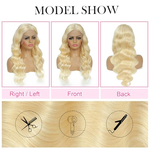 28 Inch 613 13x6 Lace Front Wig Human Hair 200 Density Blonde Wig Human Hair 613 Body Wave Blonde HD Lace Front Wigs Human Hair Pre Plucked 613 Lace Frontal Wigs