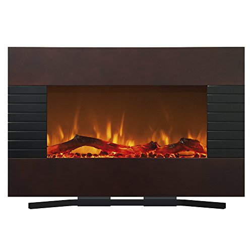 Northwest 36-Inch Electric Fireplace - Modern Mahogany Fireplace with Wall Mount, Floor Stand, Remote, and Adjustable Heat and Brightness