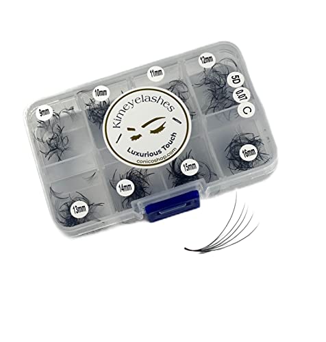 5D Premade Fans Eyelash Extensions Mixed Tray 9-16mm C and D Curl 0.07mm 500 Promade Fanned Russian Volume KimeyeLashes Extension Supplies Long Stem (5D - 0.07 - Curl D)