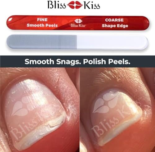 Bliss Kiss Nano Glass Nail Files & Buffer for Weak, Brittle, Peeling Nails for Women for Natural Nails with Case
