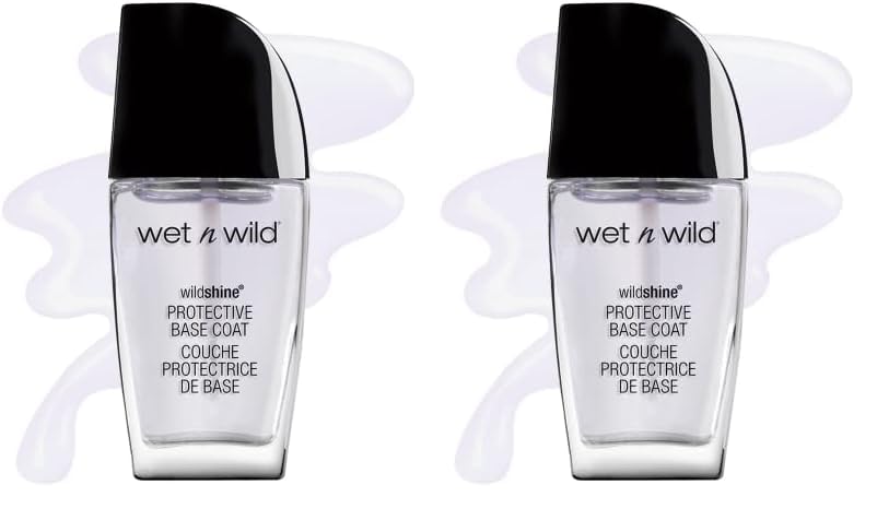 wet n wild Nail Polish Wild Shine, Protective Base Coat, Nail Color (Pack of 2)