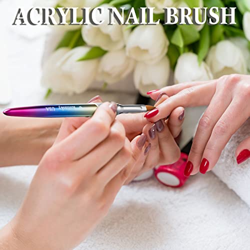 4 Pieces Kolinsky Acrylic Nail Brush Kolinsky Hair Bristles Round Shaped Handle Acrylic Brush Nail Brushes for Acrylic Application Nail Art Brush Nail Manicure Tool Size 6, 8, 10, 12