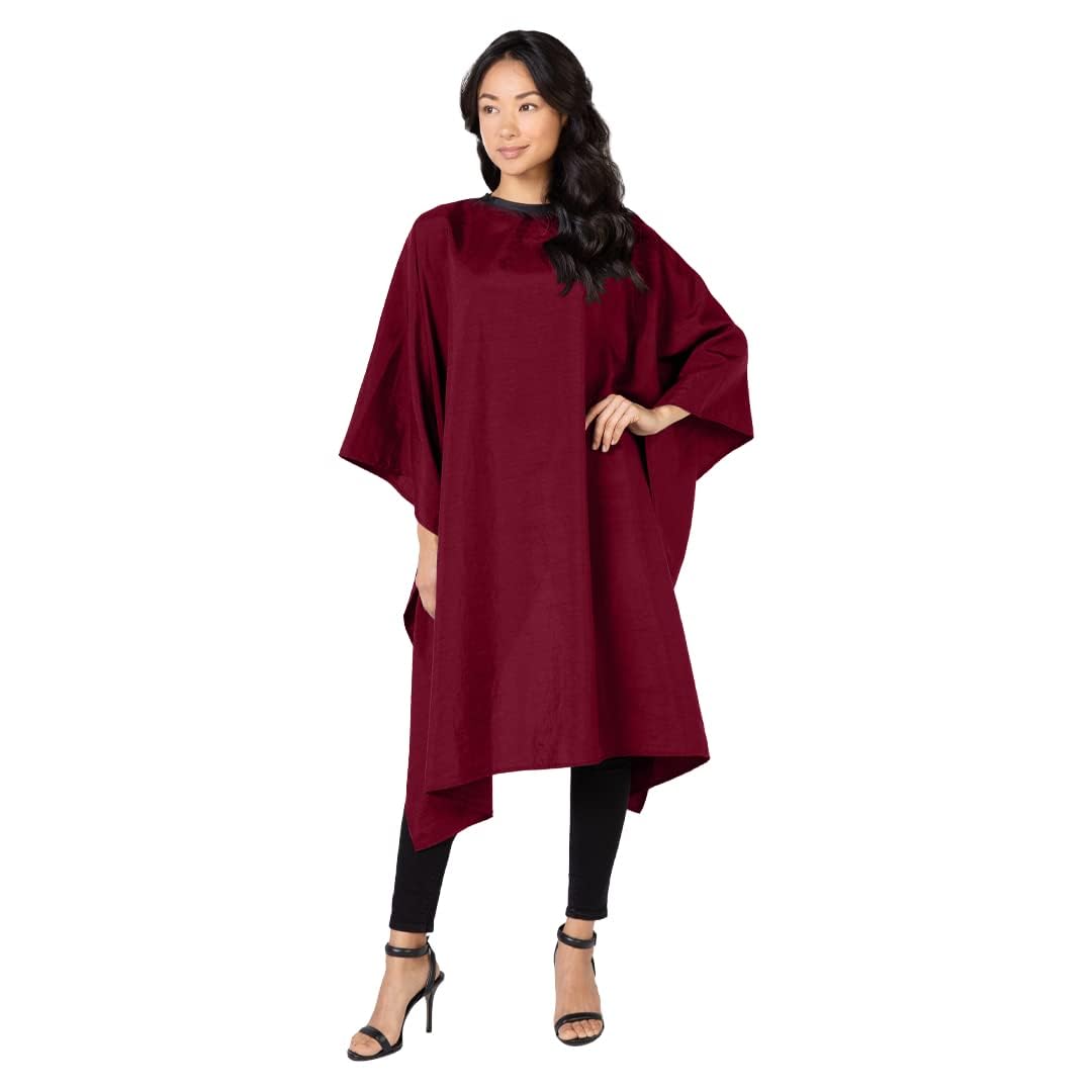 Betty Dain Lightweight Crinkle Nylon Hair Cutting/Styling Cape, Water Resistant, Machine Washable, Permanent Crinkle Nylon, Repels Hair, Snap Closure at Neck, Generous 54 x 60 inch Size, Burgundy