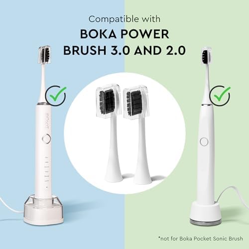 Boka 3.0 Electric Toothbrush for Adults w/ 2 Heads - Rechargeable Sonic Powered Tooth Brush - Charcoal Activated Bristles for Deep Cleaning - Dentist Recommended Oral Care - Charging Base w/Micro USB