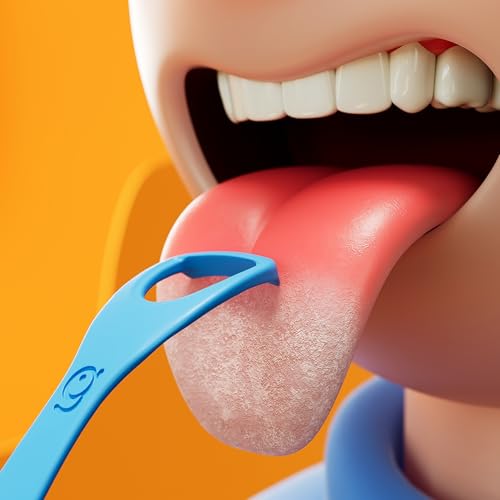 GRIN Tongue Cleaner, 48 Count, Disposable Tongue Cleaner, Hygienic Scraper, Recycled Plastic, Clean Tongue, Promote Fresh Breath, Includes Safe Fold- Back Tooth Pick (Pack of 2)