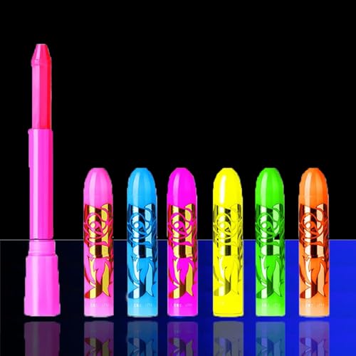Glow in The Black Light Face & Body Paint Sticks, UV Neon Glow Fluorescent Face Painting Crayons for Halloween Club for Kids Adult Halloween Festival Accessory Glow Party Supplies Makeup