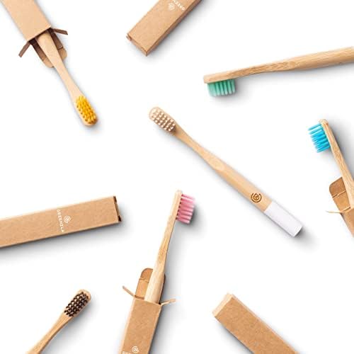 Greenzla Kids Bamboo Toothbrushes (6 Pack) | BPA Free Soft Bristles Toothbrushes | Eco-Friendly, Natural Bamboo Toothbrush Set | Biodegradable & Compostable Charcoal Wooden Toothbrushes