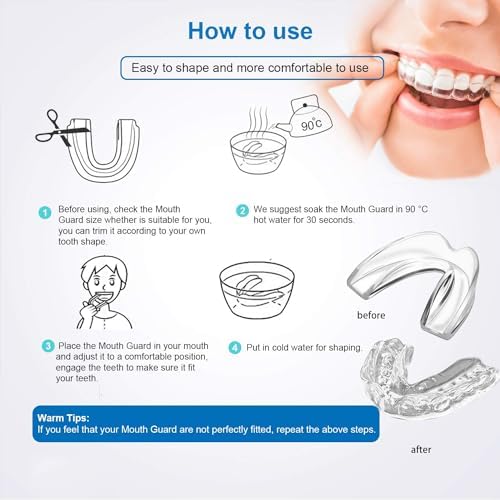 4 Pack Kids Mouth Guard for Grinding Teeth & Clenching, Eliminates TMJ, Stops Bruxism, Athletic Night & Sport Guard (Kid Size)