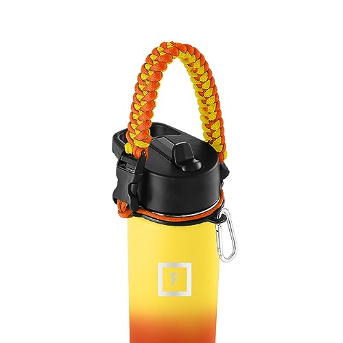 IRON °FLASK Paracord Handle - Fits Wide Mouth Water Bottles - Durable Carrier, Secure Accessories, Survival Strap Cord, Safety Ring, and Carabiner - Seven Core Paracord Bracelet