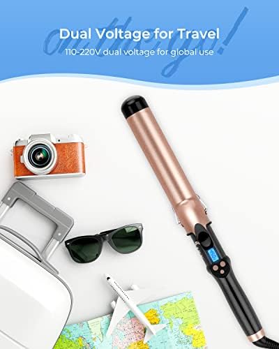 1 1/2 inch Extra Long Barrel Curling Iron, 1.5 Inch Large Barrel for Long Hair Ceramic Tourmaline