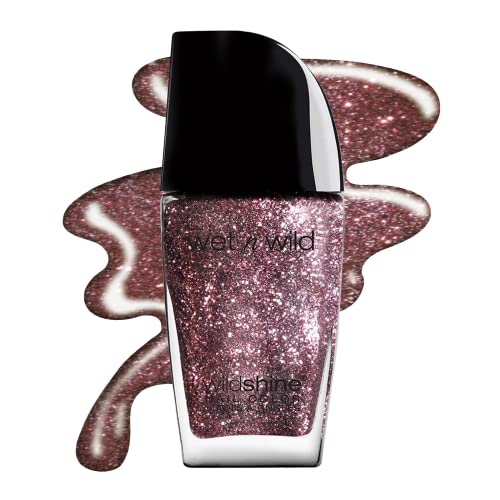 wet n wild Wild Shine Nail Polish, Glitter Purple Sparked, Nail Color