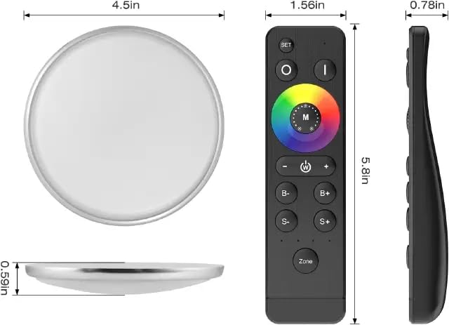 Asooll RGB RV Ceiling Lights,2 Pack 12V LED Ceiling Dome Light,RV Interior Disc Light for RV Travel Trailer Camper Van Boat,Dimmable Camper Interior Lights with Wireless Synchronization Function