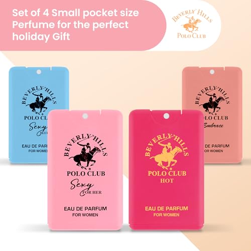 Beverly Hills Polo Club Pocket Size Collection, 4 Piece Eau De Parfum Gift Set for Women