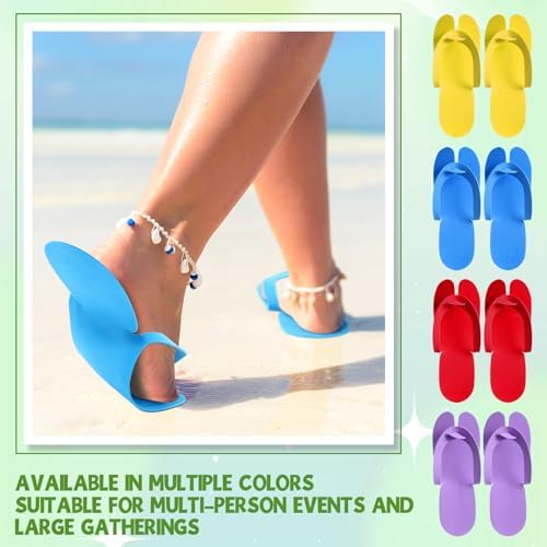 JaGely 100 Pair Disposable Pedicure Slippers Bulk Multicolor Flip Flop for Pedicure Anti Slip EVA Foam Spa Slipper Sandal Disposable Shoe Kit for Women Nail Bath Salon Party Supplies