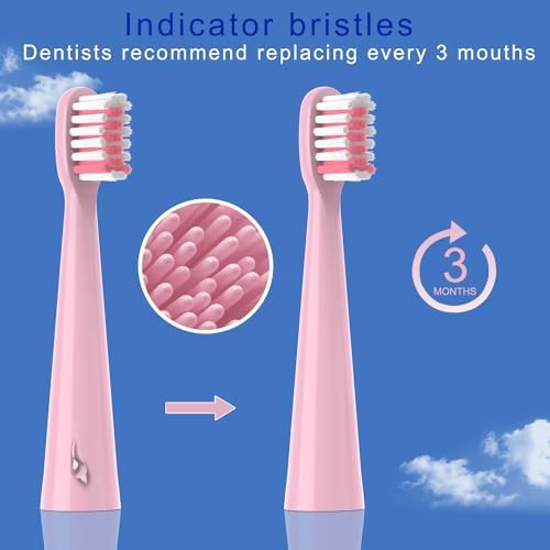 10PCS Toothbrush Replacement Head Compatible with Vekkia Kids Pink Unicorn Electric Toothbrush, Soft and Comfortable for Children's Teeth and Gums