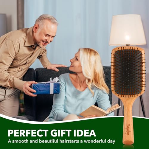 Hair brush for Men and women,wet brush with wooden handle,curly hair brush,air cushion brush,wooden hairbrush for Thick/thin/Fine Hair,paddle brush for Wet & Dry Hair,square large hair brush