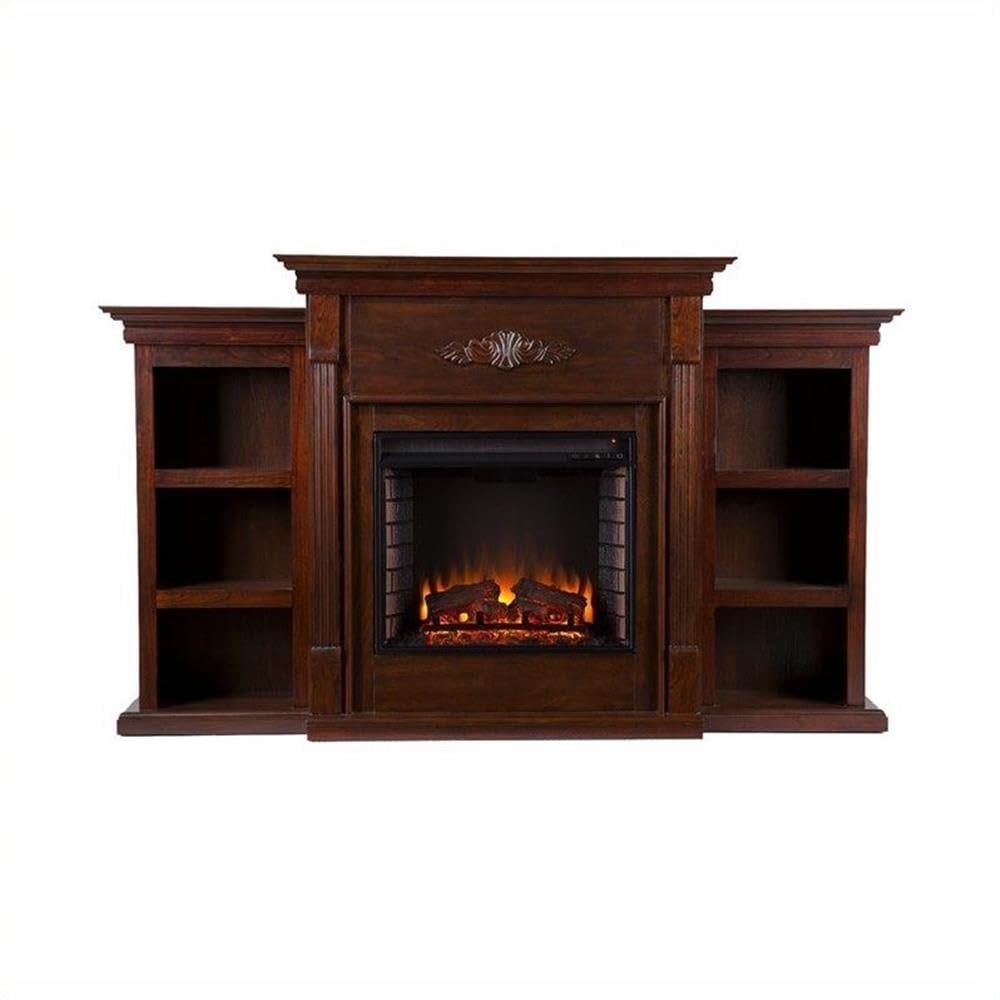 SEI Furniture Tennyson Bookcases Electric Fireplace, Espresso