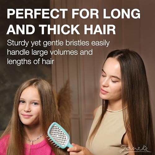 Janeke Original Patented Superbrush Detangler Brush Anti-static Hairbrush Easy For Wet or Dry Use Flexible with Nylon Bristle Great for All Hair Types - Long Thick Curly (Tiffany)
