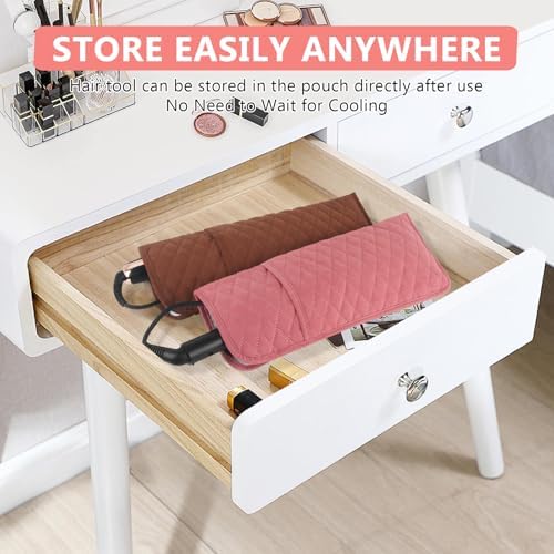 Heat Resistant Hair Tools Organizer Bag Portable Travel Storage Cover Case for Hair Straighteners, Curling Irons, Flat Irons and Hot Styling Tools(13.8" x 5.5")