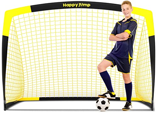 Happy Jump A220222BQ1 Soccer Goal, 5'x3.6', Fiberglass, Alloy Steel, Black+Yellow, 1 Pack