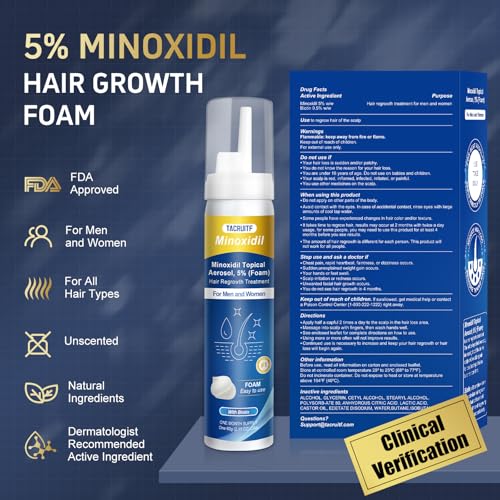 4 Packs Minoxidil Foam, 5% Minoxidil for Men and Women, Infused with Biotin, Hair Growth Treatment, Supports Thicker and Fuller Hair & Beard, Upgraded version (Minoxidil Foam 8.44Oz, 4-Month Supply)